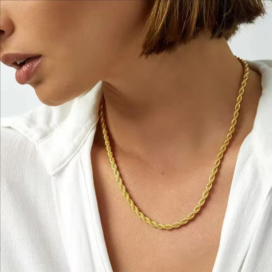 Stainless steel 18k gold plated rope chain