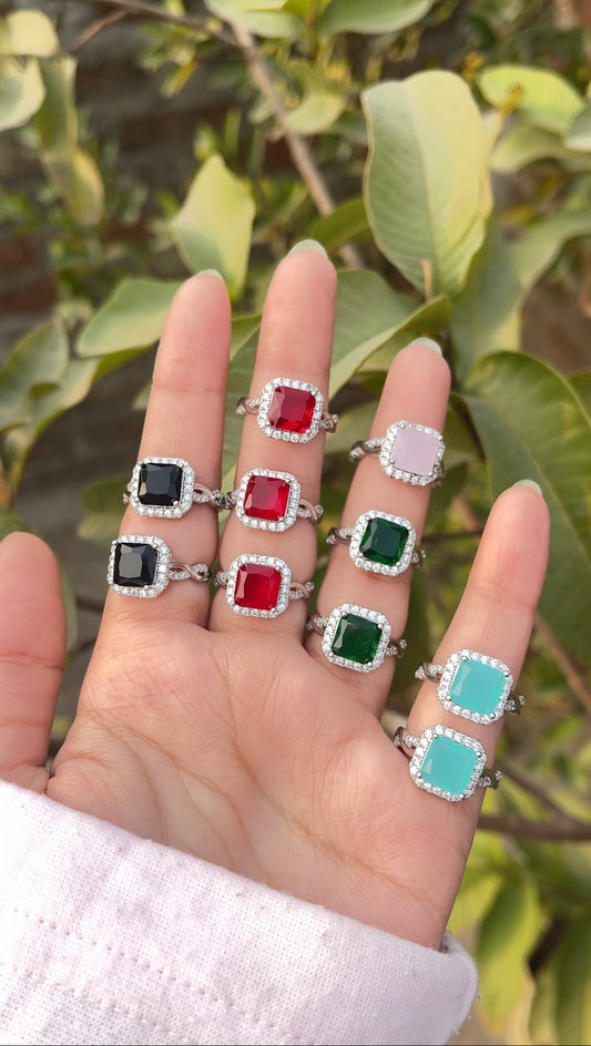 Zircon square adjustable rings