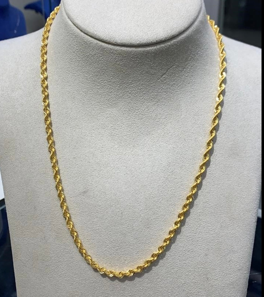 Stainless steel 18k gold plated rope chain