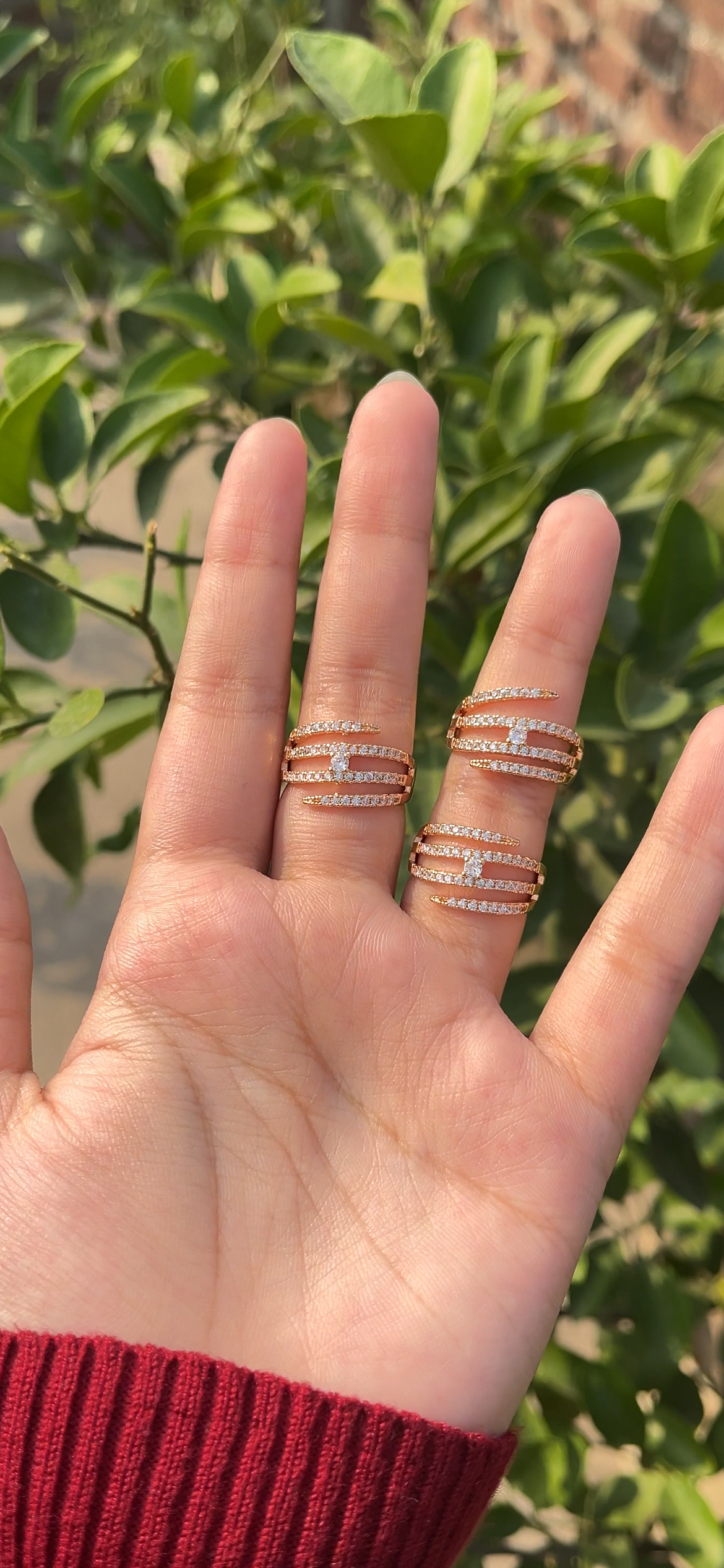 Zircon adjustable golden rings