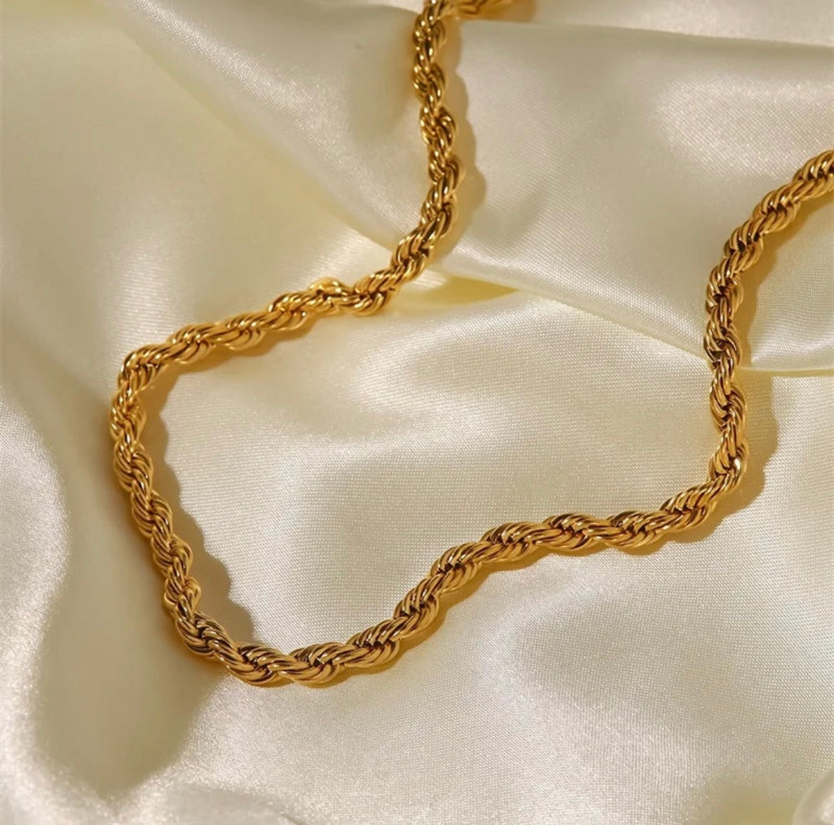 Stainless steel 18k gold plated rope chain