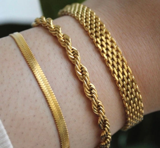 Milas rope+ mesh + snake chain bracelets COMBO DEAL