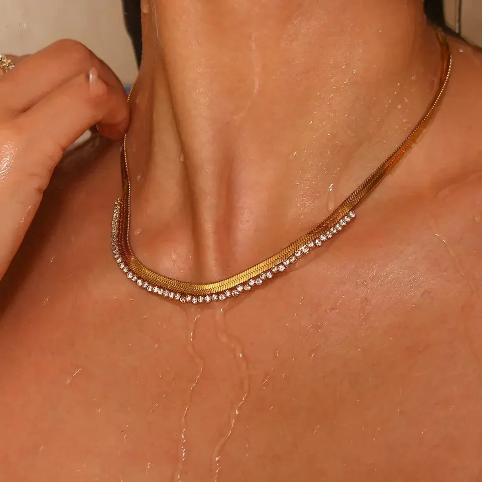 18k gold plated Olivia stone necklace