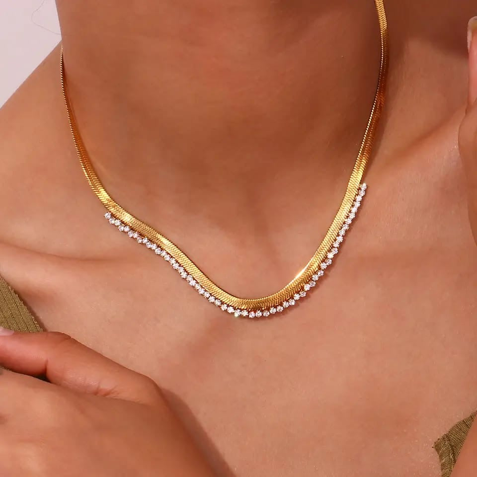 18k gold plated Olivia stone necklace