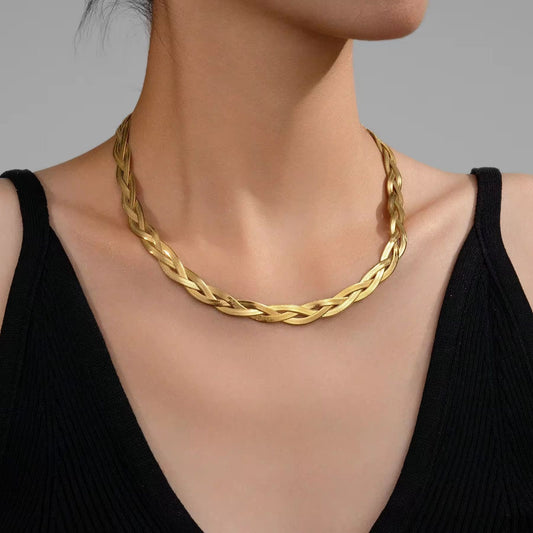 18k gold plated triple chain necklace