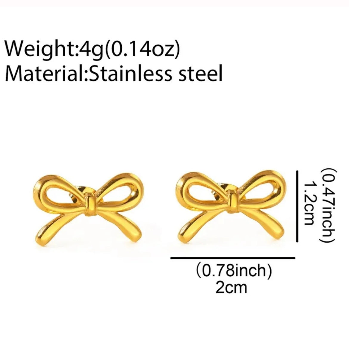 Stainless steel 316L bow earings