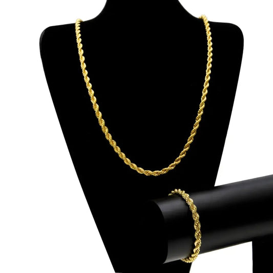 18k gold plated rope chain + rope bracelet